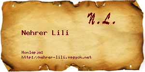 Nehrer Lili névjegykártya